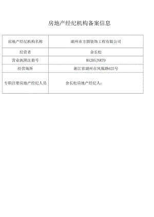 湖州市方圆装饰工程有限公司房地产经纪机构备案信息.docx