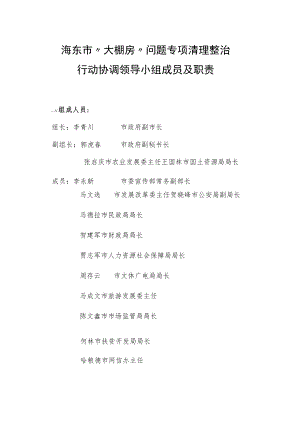 海东市“大棚房”问题专项清理整治行动协调领导小组成员及职责.docx
