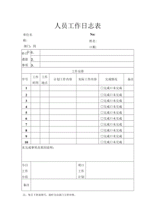 人员工作日志表.docx