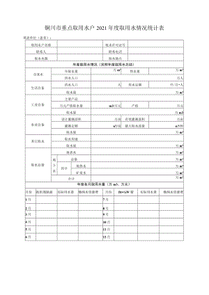 铜川市重点取用水户2021年度取用水情况统计表填表单位盖章.docx