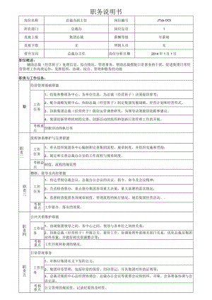 1集团总裁办副主任岗位说明书.docx