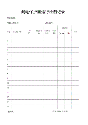 漏电保护器运行检测记录.docx