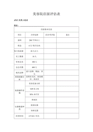 美容院店面评估表.docx