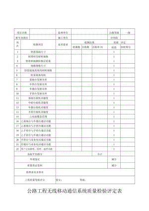 公路工程无线移动通信系统质量检验评定表.docx