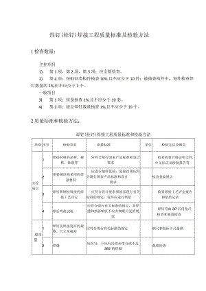 焊钉（栓钉）焊接工程质量标准及检验方法.docx