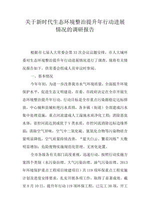 关于新时代生态环境整治提升年行动进展情况的调研报告.docx