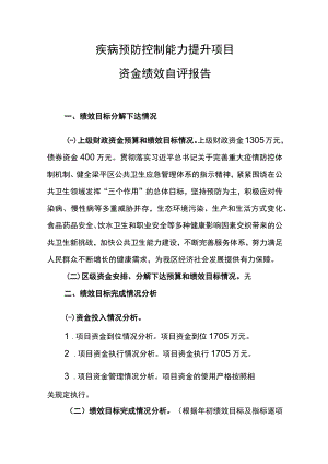 疾病预防控制能力提升项目资金绩效自评报告.docx