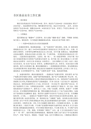 全区食品安全工作汇报.docx