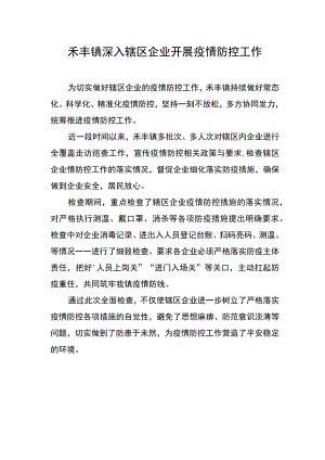 禾丰镇深入辖区企业开展疫情防控工作.docx