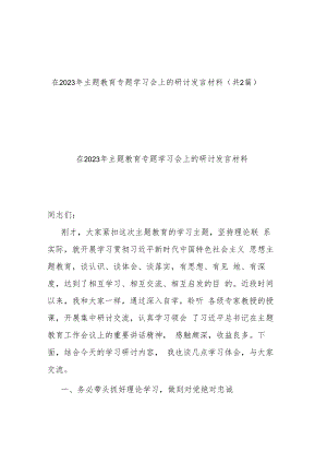 在2023年主题教育专题学习会上的研讨发言材料(共2篇).docx