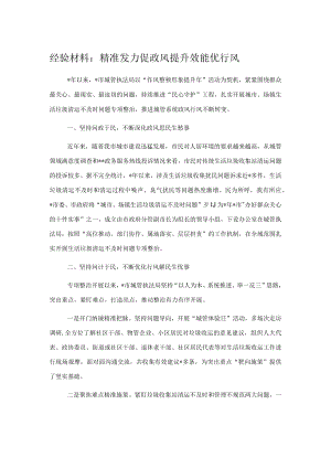 经验材料：精准发力促政风提升效能优行风.docx