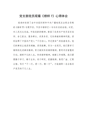 党支部党员观看《榜样7》心得体会.docx