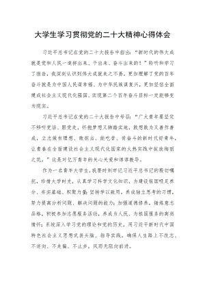 大学生学习贯彻党的二十大精神心得体会.docx