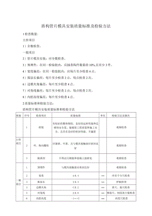 盾构管片模具安装质量标准及检验方法.docx