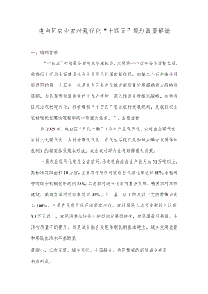 电白区农业农村现代化“十四五”规划政策解读.docx