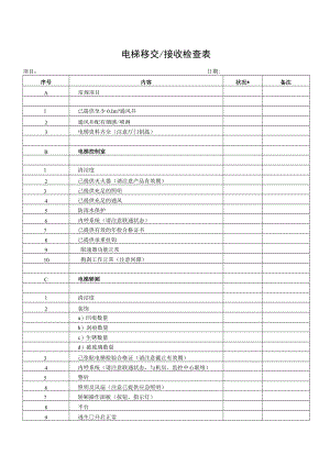 电梯移交接收检查表.docx