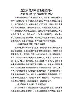 盘活农民房产建设旅游新村 发展集体经济 带动新村建设.docx