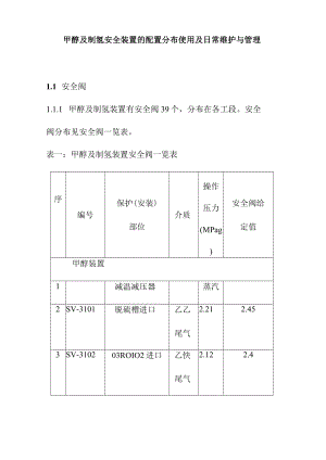 甲醇及制氢安全装置的配置分布使用及日常维护与管理.docx