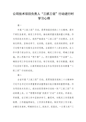 公司技术项目负责人“三抓三促”行动进行时学习心得三篇.docx