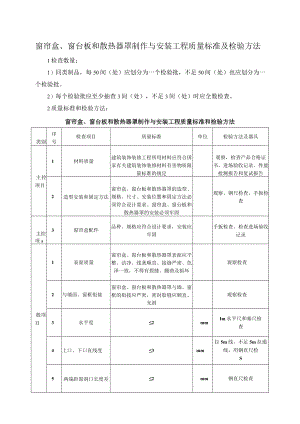 窗帘盒、窗台板和散热器罩制作与安装工程质量标准及检验方法.docx