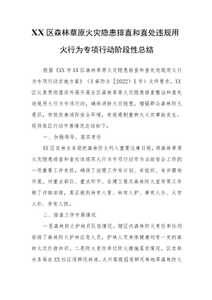 XX区森林草原火灾隐患排查和查处违规用火行为专项行动阶段性总结.docx