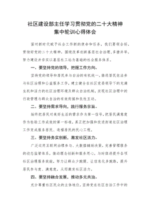 社区建设部主任学习贯彻党的二十大精神集中轮训心得体会.docx