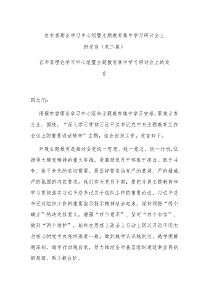 在市委理论学习中心组暨主题教育集中学习研讨会上的发言(共二篇).docx