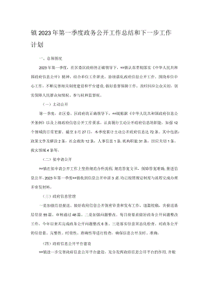 镇2023年第一季度政务公开工作总结和下一步工作计划.docx