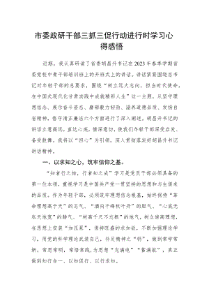 市委政研干部三抓三促行动进行时学习心得感悟.docx