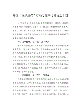 开展“三抓三促”行动专题研讨发言之十四.docx