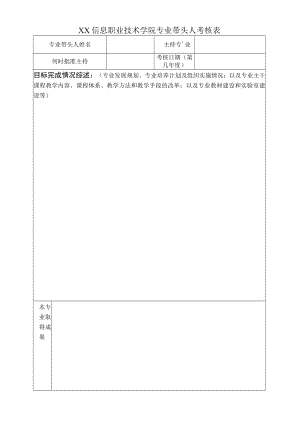 XX信息职业技术学院专业带头人考核表.docx