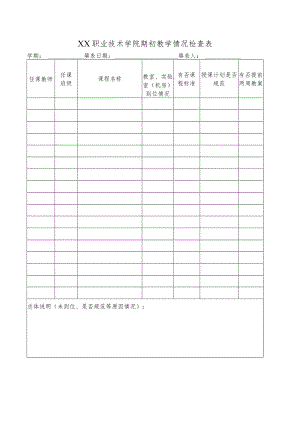 XX职业技术学院期初教学情况检查表.docx