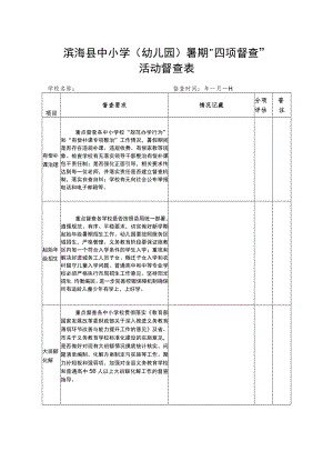 滨海县中小学幼儿园暑期“四项督查”活动督查表.docx