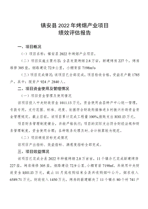 镇安县2022年烤烟产业项目绩效评估报告.docx