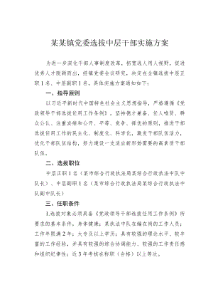 某某镇党委选拔中层干部实施方案.docx