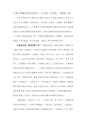 开展主题教育坚持边学习、边对照、边检视、边整改心得.docx