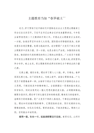 主题教育研讨发言材料：主题教育当如“春笋破土”.docx