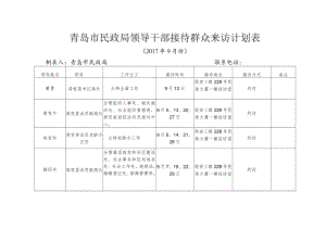 青岛市民政局领导干部接待群众来访计划表.docx