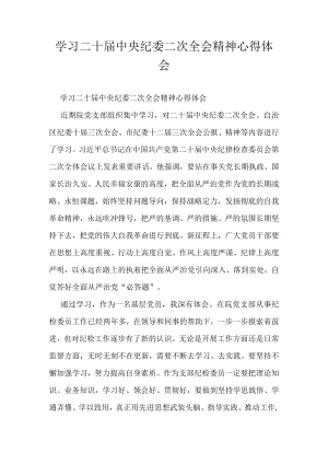 学习二十届中央纪委二次全会精神心得体会.docx