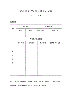 党员联系户安排及联系记录表.docx