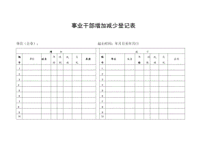 事业干部增加减少登记表.docx