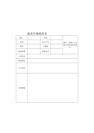 最美军嫂推荐表.docx