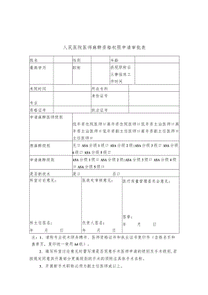 医院医师麻醉资格权限申请审批表.docx