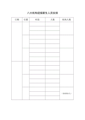 八大机构迎接新生人员安排表.docx