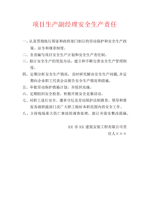 项目生产副经理安全生产责任.docx