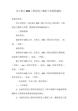 工程农民工维权工作组的通知.docx