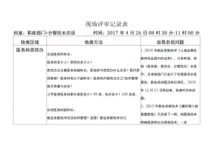等级医院评审医疗组专家现场评审职能科室与院领导记录表.docx