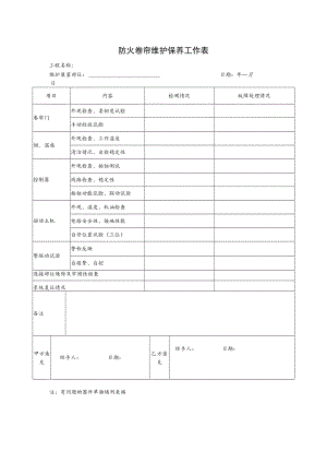 防火卷帘维护保养工作表.docx