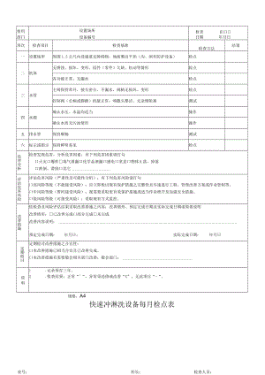 快速冲淋洗设备每月检点表.docx