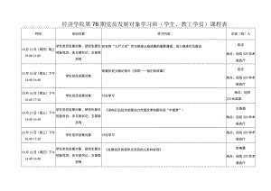 经济学院第76期党员发展对象学习班学生、教工学员课程表.docx